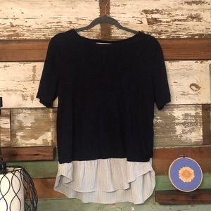 SOLD Short Sleeve Sweater with Shirttail Accent